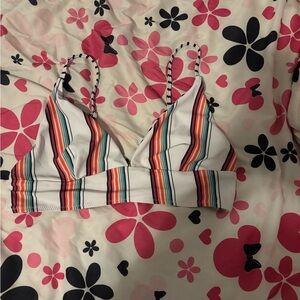 SHEIN Multicolor Striped Bikini Top